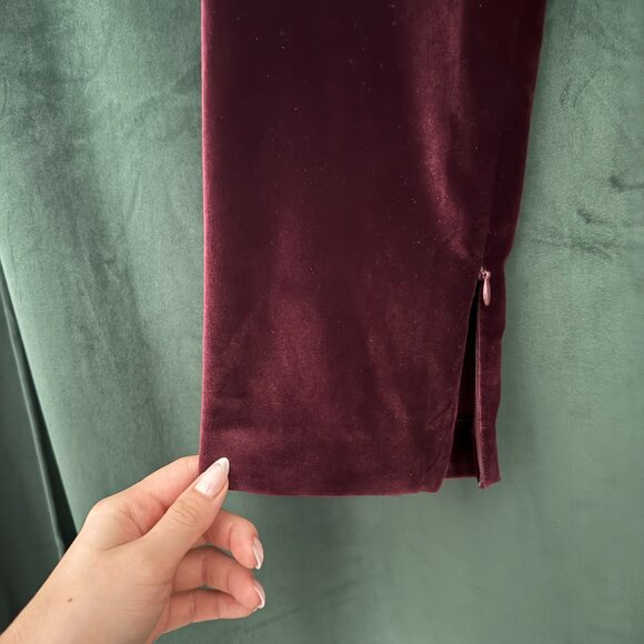 Alice + Olivia Merlot Burgundy Velvet Velour Ankle Pants MSRP $285 Size 4 Small - Picture 4 of 10